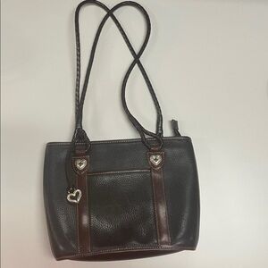 Brighton medium Black and Brown leather Tote Bag / preowned ink stains inside